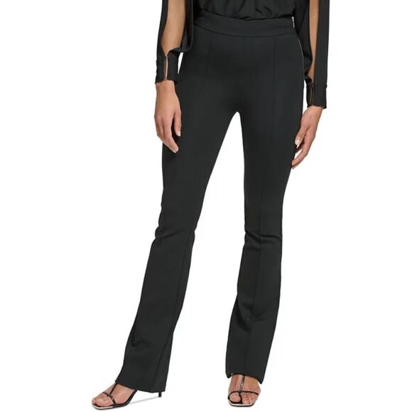 DKNY Women's Petite Black Side-Zipper Bootcut Pants 4P - Picture 1 of 10